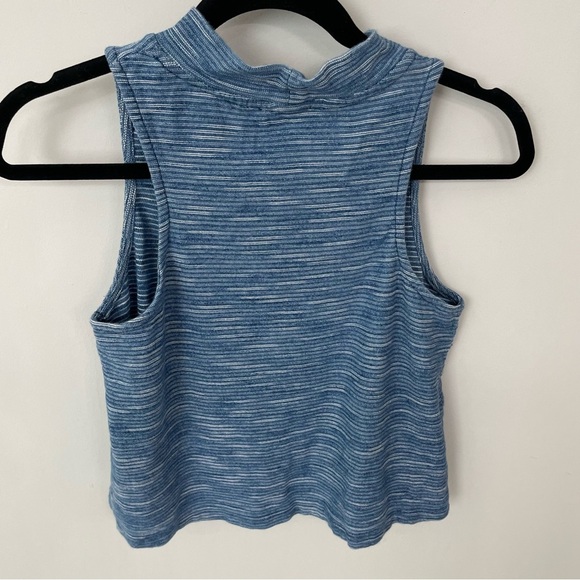 Anthropologie Postmark Heather Indigo Blue Crop Mockneck Tank Size XS. L2 - Picture 4 of 7